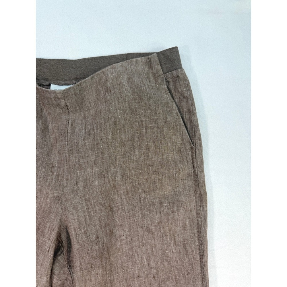 J.Jill Love Linen 100% Linen Crop Pants Womens Medium Brown Pockets Beach Travel - Picture 8 of 10